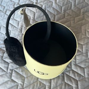 UGG Black Shearling Ear Muffs with suede leather head strap with origina…